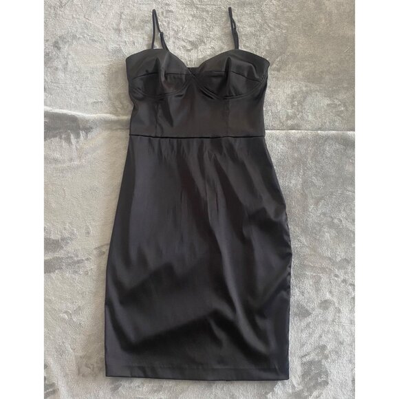 Charlotte Russe Dresses & Skirts - Charlotte Russe Y2K‎ Black Satin Bustier Midi Dress- Size Medium